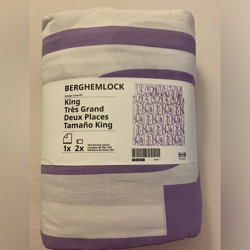 BERGHEMLOCK King size
Duvet cover and pillowcase(s), white/lilac